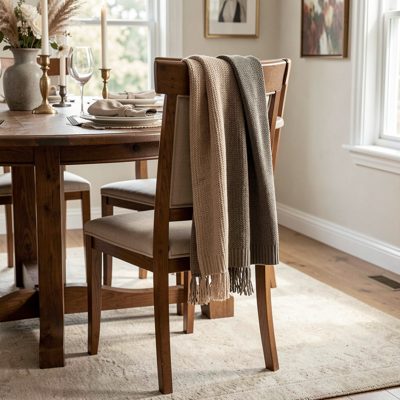a dining chair with a jumper over the back