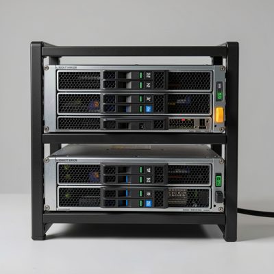 a rack with two nas units stacked one above the other
