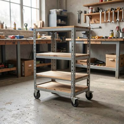 a mini rack on castors in a workshop
