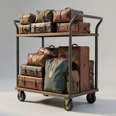 a bell trolley loaded with luggage