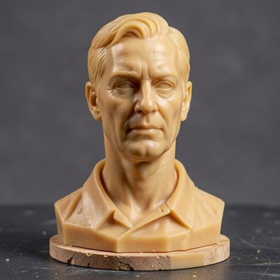 a wax model being carved for casting