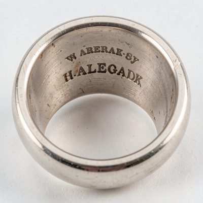 a hallmark stamped into the inside of a ring