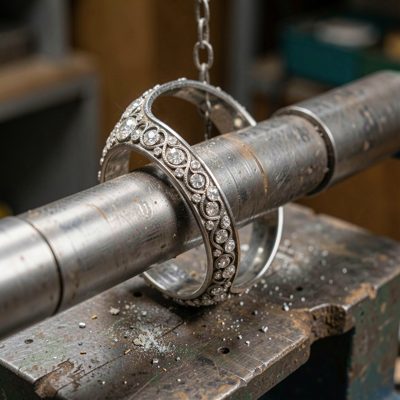 a bangle being shaped around a mandrel
