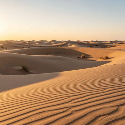 sand dunes with wind ripples at low sun