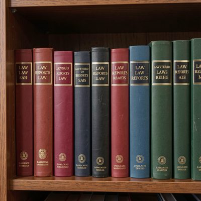 a set of law reports on a shelf