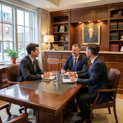 a client meeting in a law firm reception