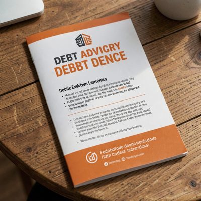 a debt advice leaflet on a table