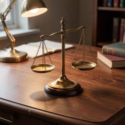 a set of scales as a symbol on a desk
