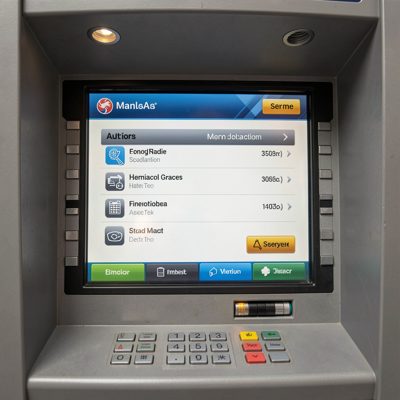 an atm screen showing a menu