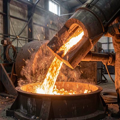 a foundry pour of molten metal