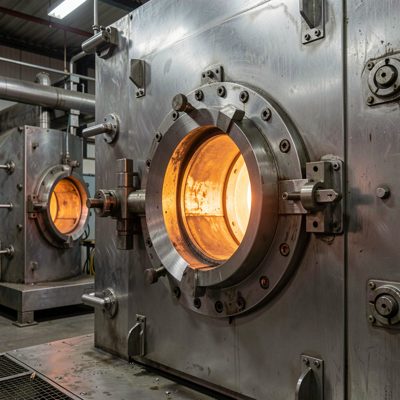 a heat treatment furnace door opening
