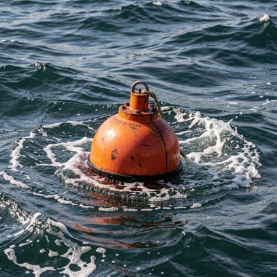 a buoy bobbing in choppy water