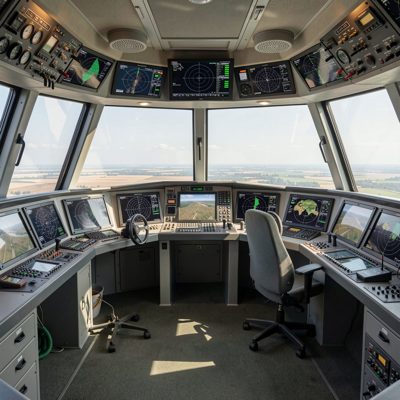 a wheelhouse interior with radar screens