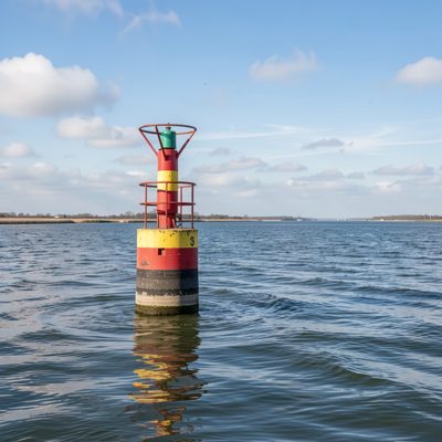 a shipping channel marker in open water