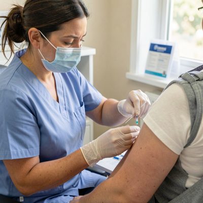 a nurse preparing a vaccination