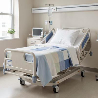 a hospital bed made up with fresh linen