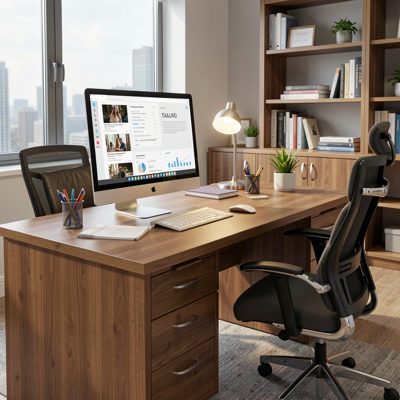 a consulting room desk with a computer