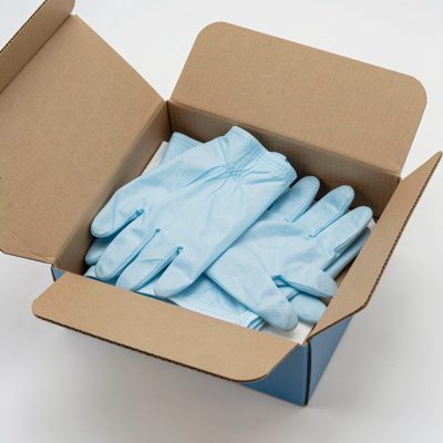 a set of surgical gloves in a box