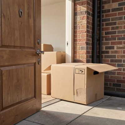 a delivery being left in a safe place by a door