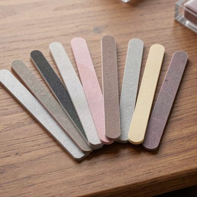 a set of nail files fanned out on a table