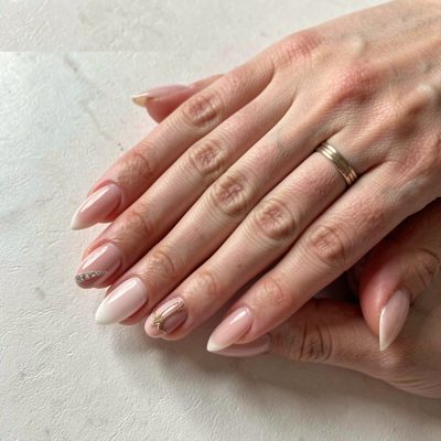 a finished manicure photographed from above