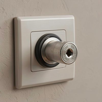 a keystone jack being pressed into a wall faceplate