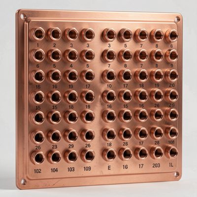a copper patch panel with twenty four numbered ports