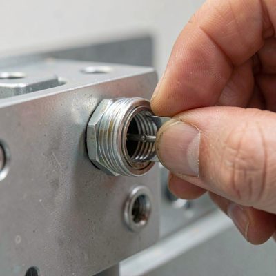 close-up of connector alignment during installation phase