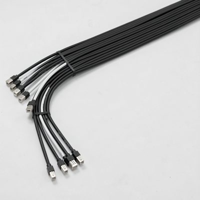 flat laid cables ready for bending into rack shape