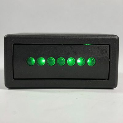 a switch front panel with a row of green link lights