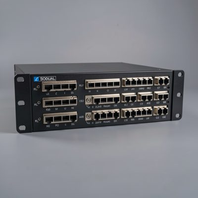 a serial console server with a bank of rj45 ports