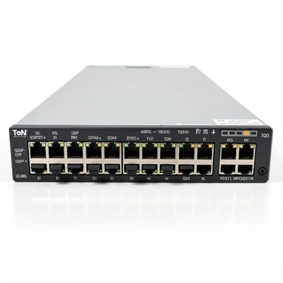 a ten gigabit switch with qsfp ports across the front