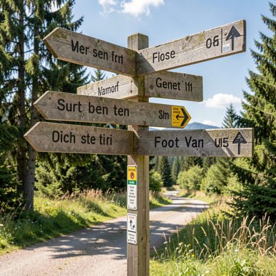 a sign post pointing to several footpaths