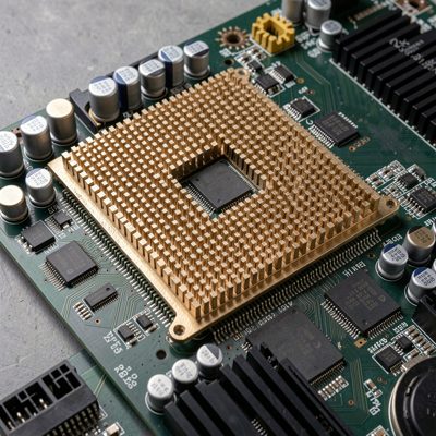 a motherboard chipset heatsink with fine detail