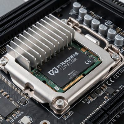 an m.2 drive under a finned heatsink on a motherboard
