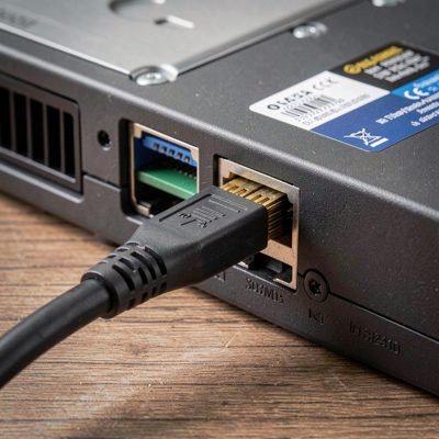 a sata data cable plugged into a drive