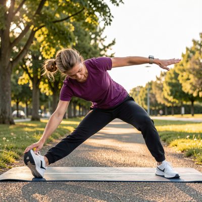 a person stretching after a run outdoors