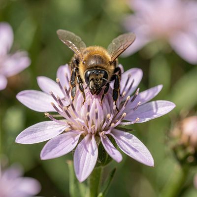 a bee on a flower photographed close