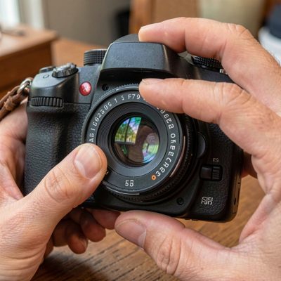 a lens being changed on a camera body