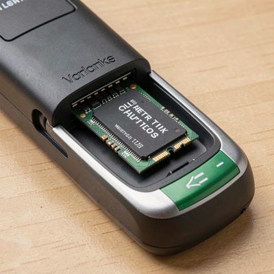 a memory card being inserted into a reader