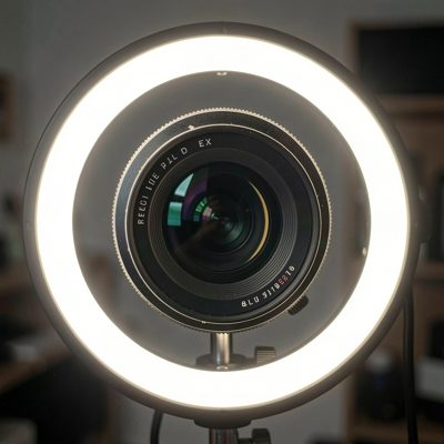 a ring light around a lens