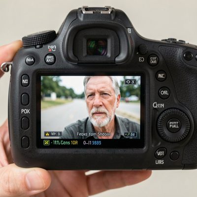 a camera viewfinder view of a subject