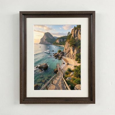 a photograph being framed and mounted