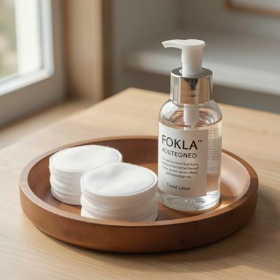 cotton pads and toner on a small tray