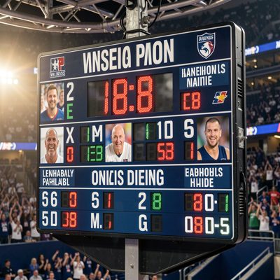 a scoreboard showing a close game