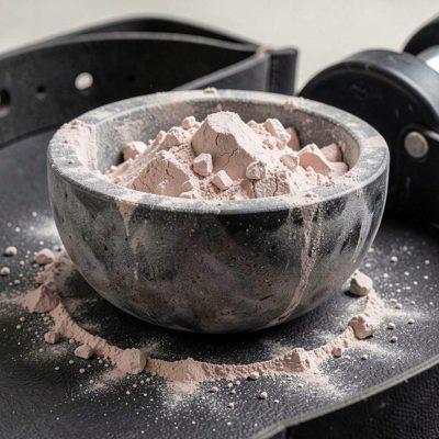 a gym chalk bowl and lifting belt