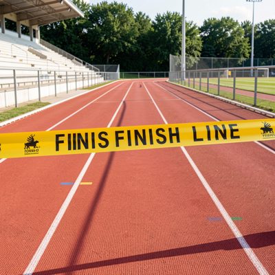 a finish line tape stretched across a track