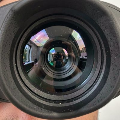a vr headset lens close up with reflections