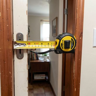 a tape measure extended across a doorway