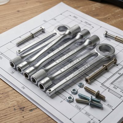 a set of allen keys and fixings on a plan